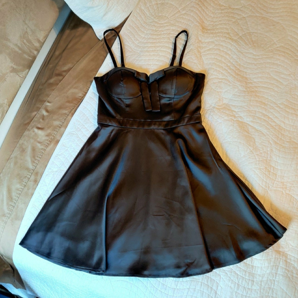 Black Faux Silk Dress Size Small